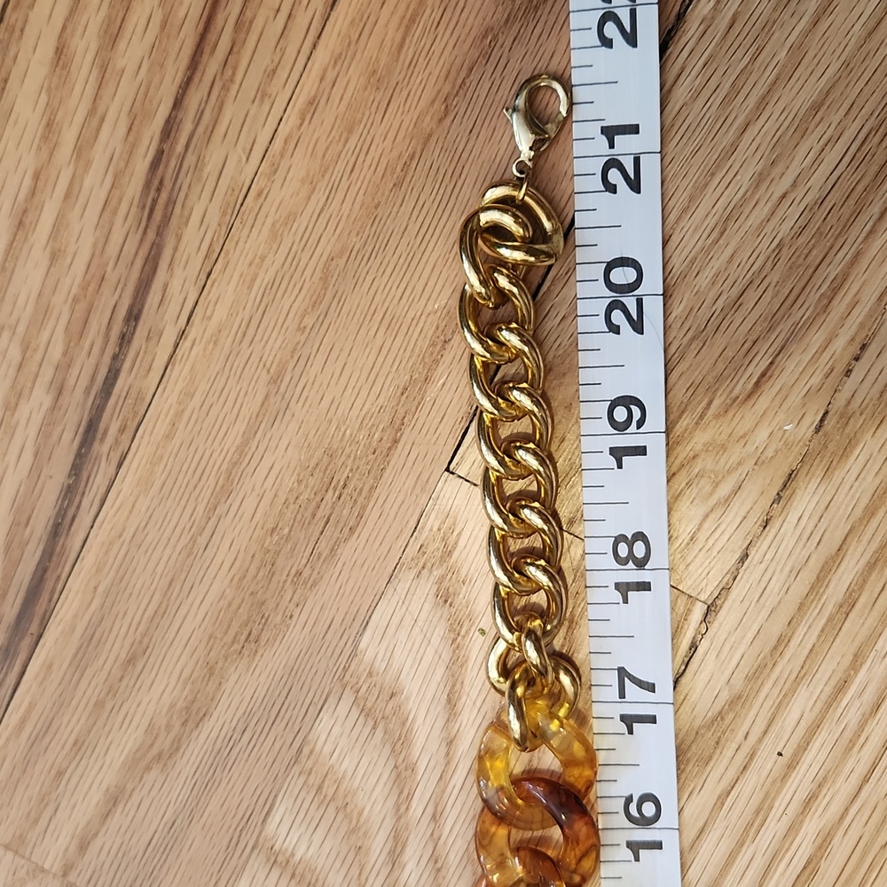 Tortoiseshell Gold Chain Necklace Adjustable Length Chunky - Picture 6 of 10